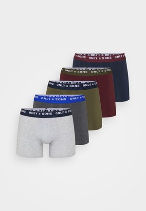 ONSFITZ SOLID TRUNK 5 PACK - Úzke boxerky - port royale/olive night/light grey melange/dark grey melange/navy