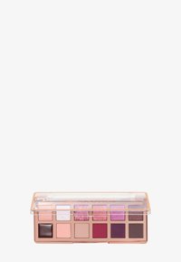 Øyeskyggepalett med ti nyanser i rosa, lilla og brune toner. Inkluderer matte og shimmer-finish, med en klar plastbeholder.