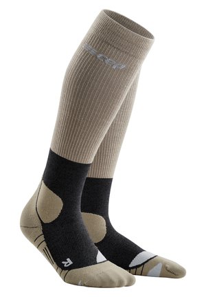 HIKING MERINO COMPRESSION TALL SOCKS MEN - MADE IN GERMANY - Kniestrümpfe - sand grey