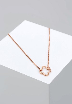 Rose guld halskæde med en blomsterformet vedhæng. Kjeden er delikat og har et snoet design for ekstra tekstur.