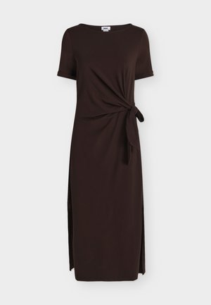 DKNY, SHORT SLEEVE FRONT KNOB MIDI - Robe en jersey - chocolate plum