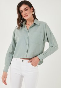 Button-down blouse - almond green