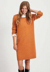 VILA VIRIL DRESS - Strikkjoler - pumpkin spice