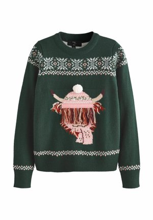 TALL FIT - MATCHING FAMILY CHRISTMAS HAMISH THE HIGHLAND COW - Striktrøje - dark green