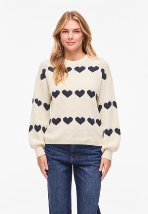 VILA VIJAMILLA O NECK - Trui - birch/navy blazer