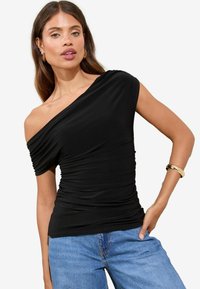 RUCHED DRAPED - T-shirt con stampa - black