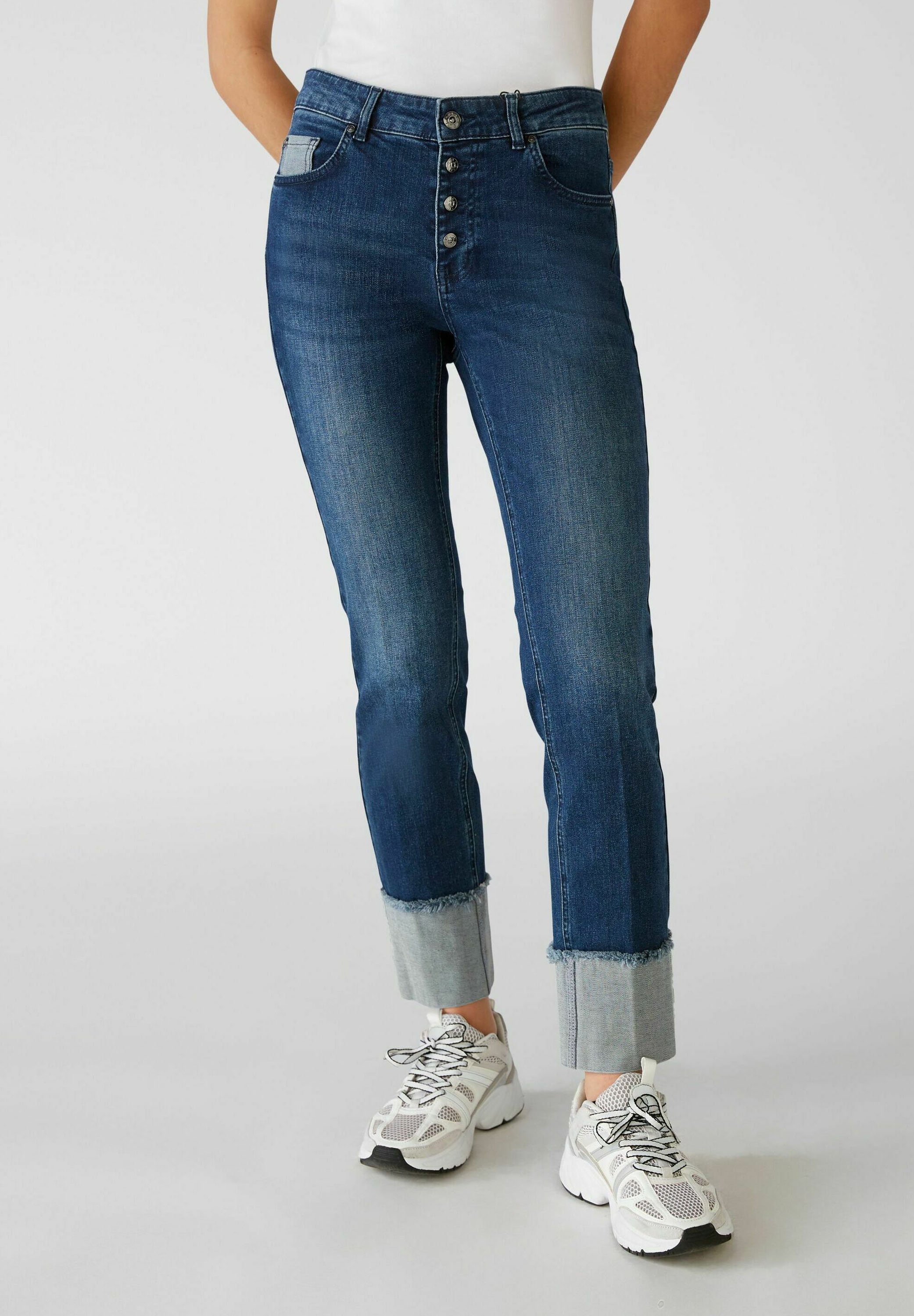 Oui Straight leg jeans - darkblue denim/Donkerblauw - Zalando.nl