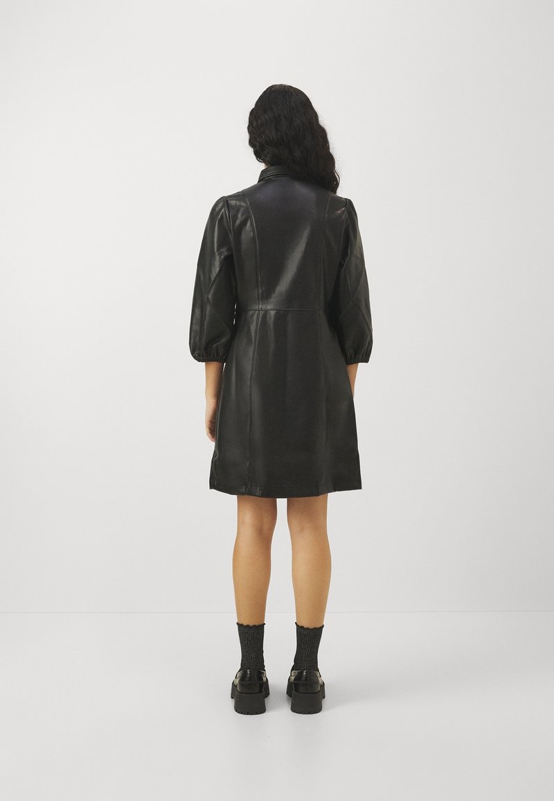 gap black leather dress Vegan Leather Shift Mini Dress