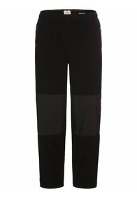 Sorte bukser lavet af et blødt materiale med en afslappet pasform. Har blanke sorte sidepaneler og en elastisk talje for komfort.