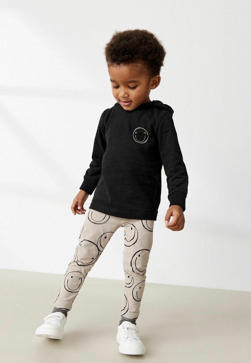Next LONG SLEEVE HOODIE AND LEGGINGS SET - Luvtröja - black ecru cream smile face
