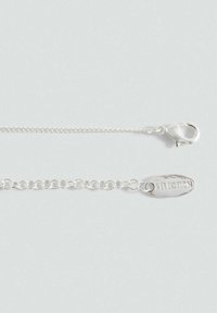 Collar de cadena de plata con un delicado diseño de eslabones ovalados, un cierre de langosta y una pequeña etiqueta grabada con "SELECCIÓN."