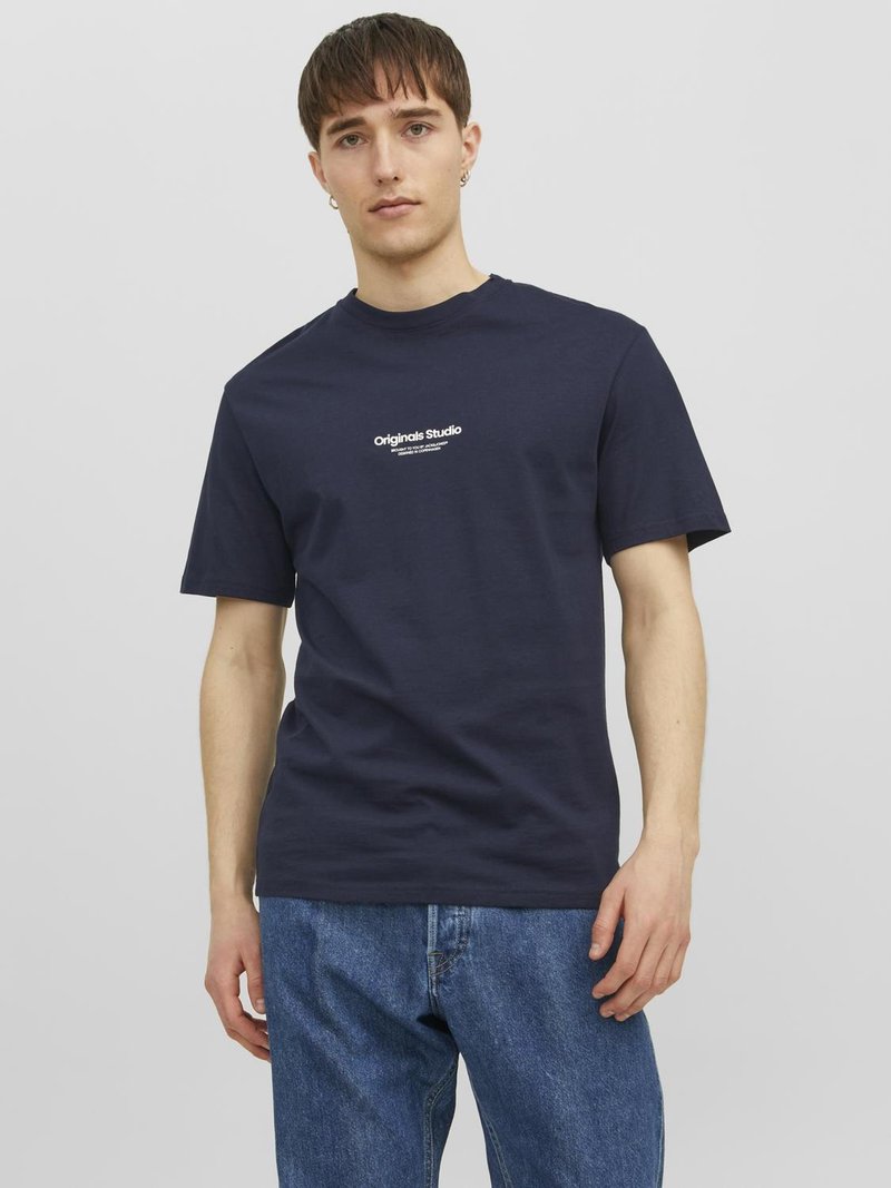 Jack & Jones JORVESTERBRO CREW NECK - Apdrukāts T-krekls - navy