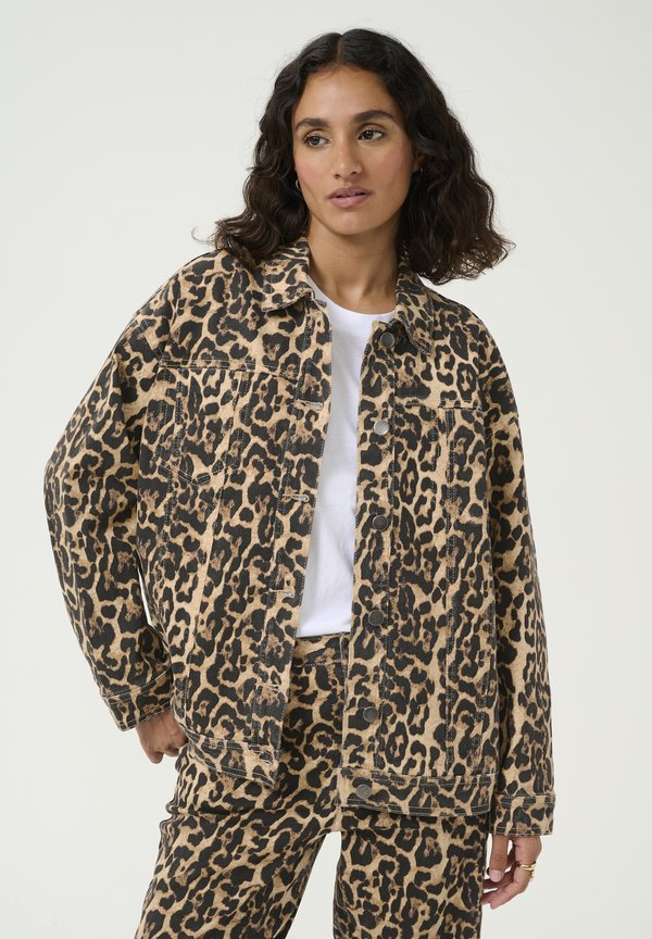 KALEONORA - Denim jacket - naturel leopard print