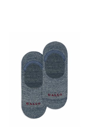 Calze blu navy lunghe fino alla caviglia, realizzate in un misto cotone con una texture liscia. Presentano sezioni tonde per il tallone e le dita. La scritta "GALLO" è ben visibile in rosso.