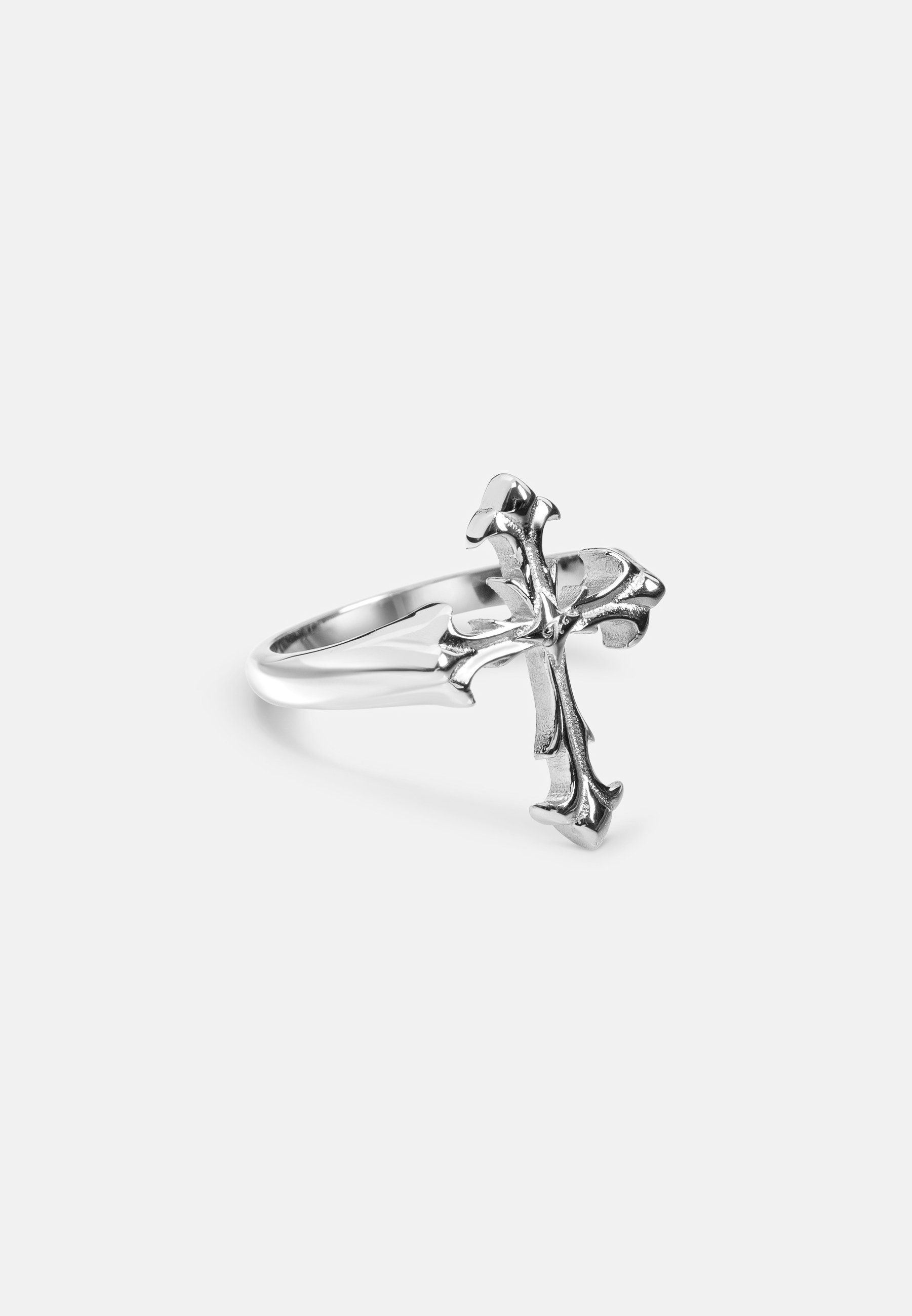 Ed Hardy SKULL & ROSE FLOWER CUSTOM リング Skull & Rose Flower Embossed Lozenge Biker Ring - Silver