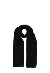 Sciarpa nera lavorata a maglia con texture a coste, in tessuto morbido, di lunghezza lunga e design ad anello per uno styling versatile. Etichetta con logo discreto inclusa.