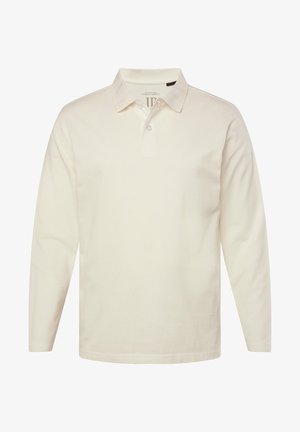 Polo shirt met lange mouwen in off-white katoen. Heeft een kraag, een drieknoopsluiting en een zachte, gladde textuur.