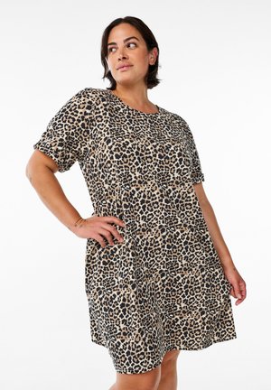 Jersey dress - brown leopard