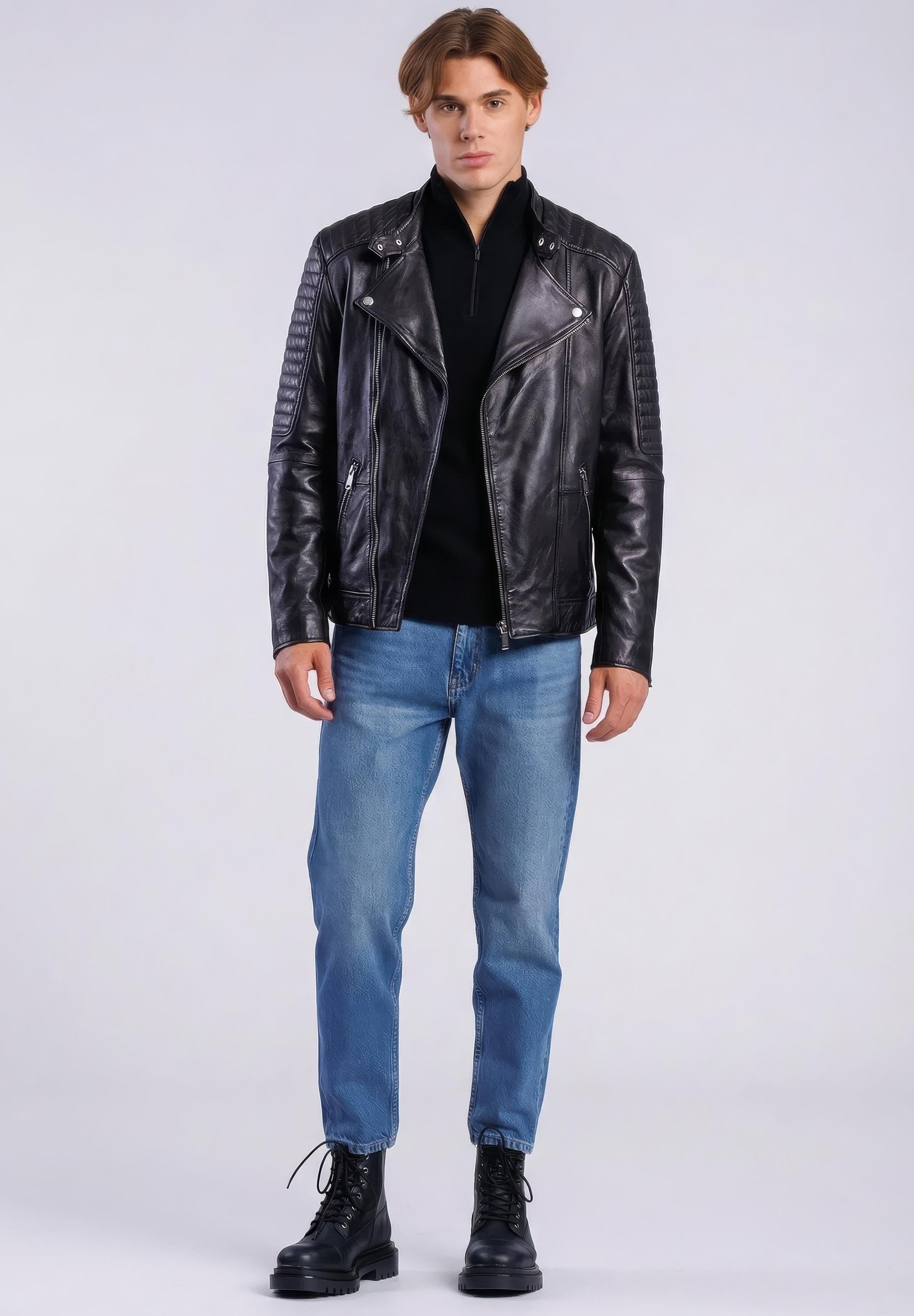 Freaky Nation CROSSOVER - Leather jacket - black - Zalando