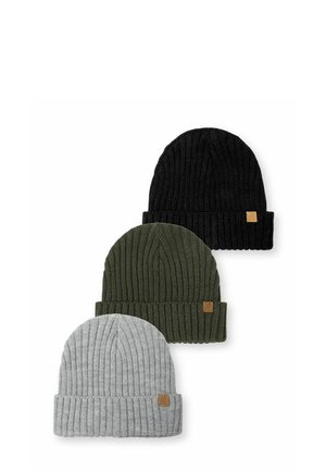MINOTI 3 PACK - Megzta kepurė - khaki grey black