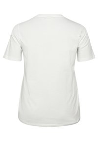 Simpel hvid kortærmet T-shirt vist fra ryggen med rund halsudskæring og ensartet, ubearbejdet stof.