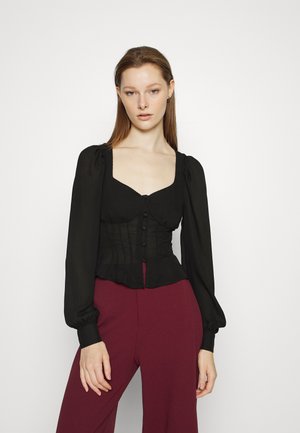 PLEAT FRONT BLOUSE - Blouse - black