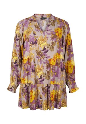 Zizzi LANGÄRMELIGE MIT BLUMENDRUCK - Tunique - purple flower