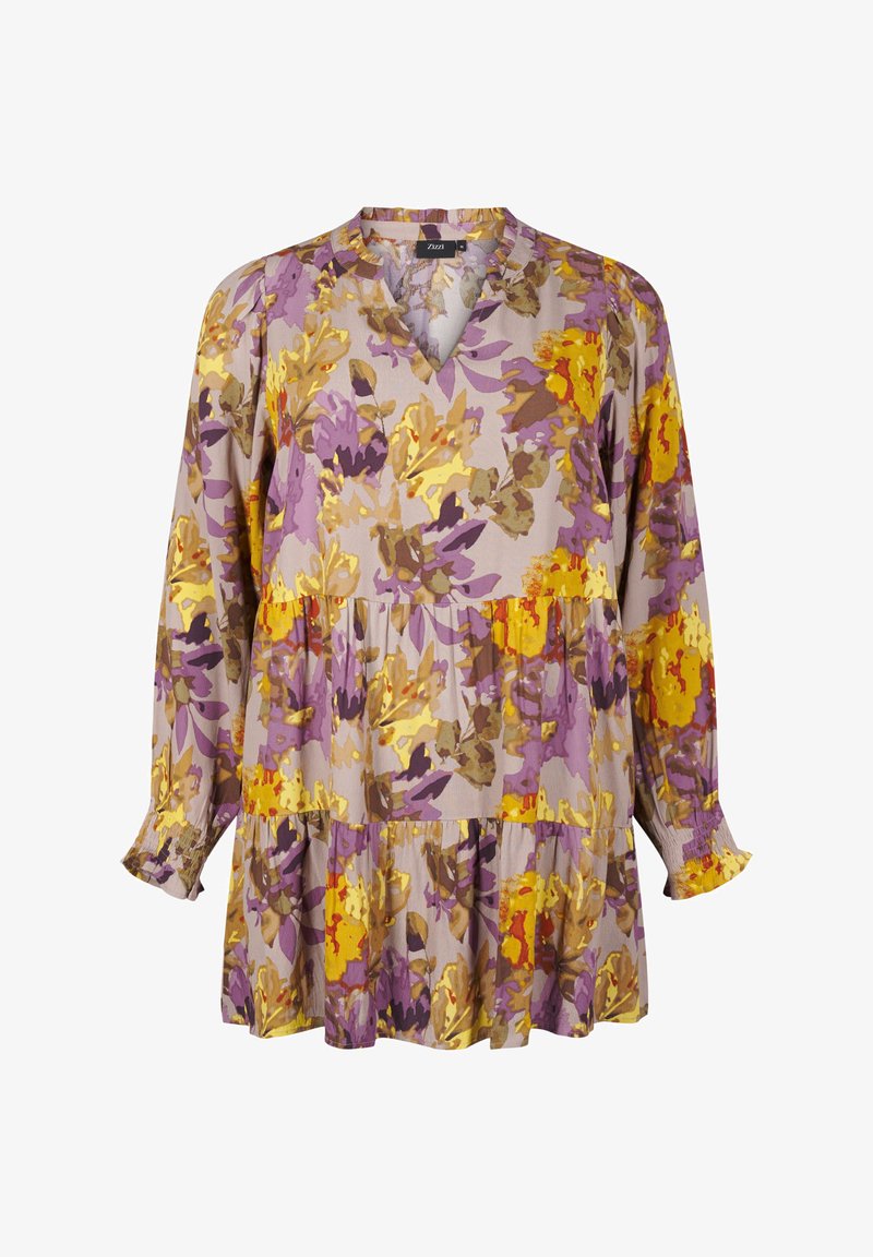 Zizzi LANGÄRMELIGE MIT BLUMENDRUCK - Tunika - purple flower