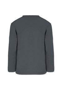 Pitkähihaista t-paitaa tummanharmaana, pehmeästä puuvillasta. Ominaisuuksiin kuuluu pyöreä pääntie ja yksinkertainen muotoilu ilman ylimääräisiä yksityiskohtia tai kuvioita.