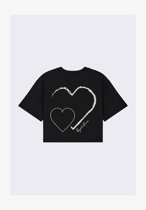 Project X Paris, CROP TEE WICKER HEART - T-shirt print - noir