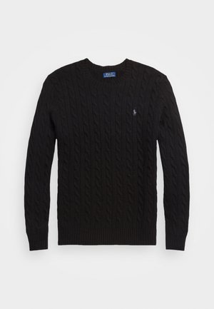 CABLE KNIT WOOL CASHMERE JUMPER - Jumper - black
