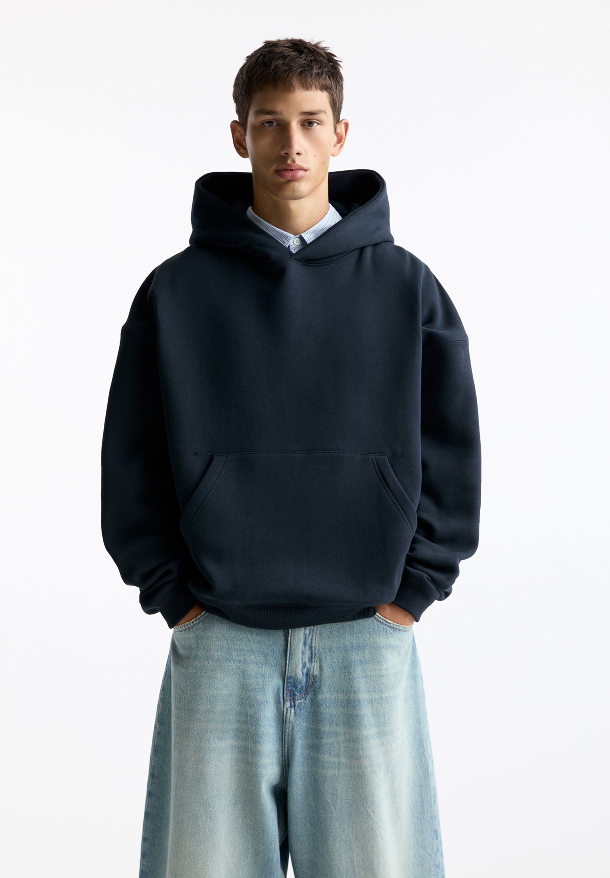 A. Salvarini AS193 Felpa Con Cappuccio Uomo: Blu Navy, XXL, 65% Cotone, Con Tasche E Dettagli Metallici - 4