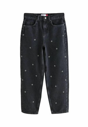 Next EYELET DETAIL BARREL TALL - Straight leg -farkut - washed black