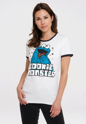 KRÜMELMONSTER - Print T-shirt - weiss-dunkelblau