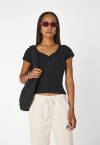 Hollister Co. ICON HENLEY  - T-shirt basic - casual black