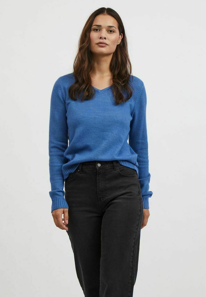 VILA VIRIL V NECK - Stickad tröja - delft