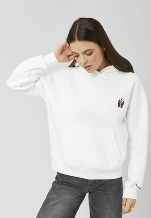 BRODERIE POITRINE - Sweat à capuche - blanc écru