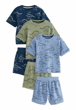 Next 3 PACK SHORT  - REGULAR FIT SET - Pyžamo - blue green waffle dinosaur