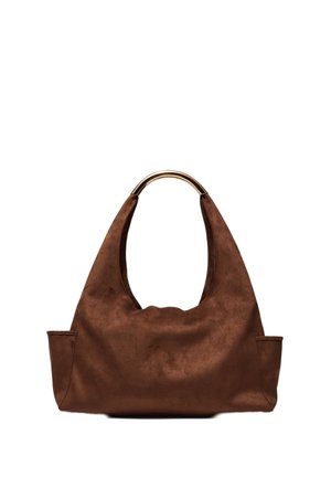 SHOULDER WITH METALLIC HANDLE - Borsa a mano - dark brown