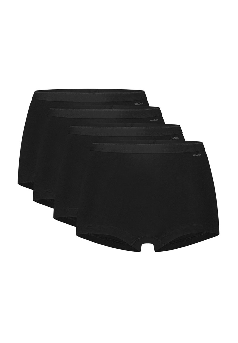 Boxers en coton noir par pack de quatre. Texture lisse avec une taille élastique arborant un branding subtil. Design simple et classique.