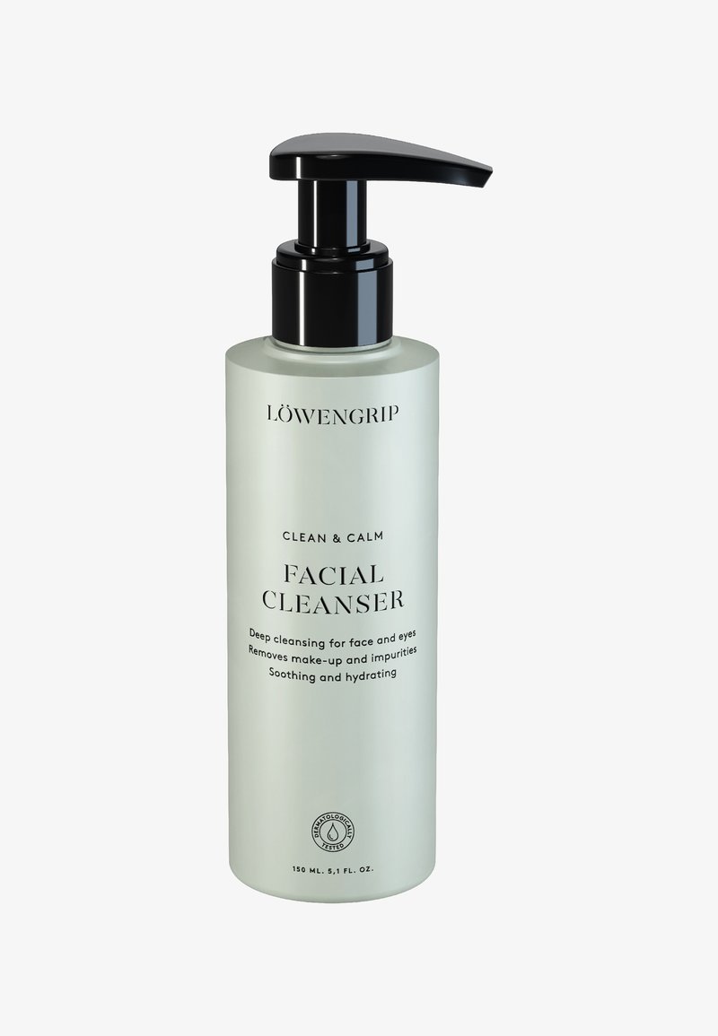 Flaschen mit Pumpspender für Gesichtsreiniger, beschriftet mit Löwengrip Clean & Calm, zur tiefenreinigung, Make-up-Entfernung, beruhigend und feuchtigkeitsspendend, 150 ml.