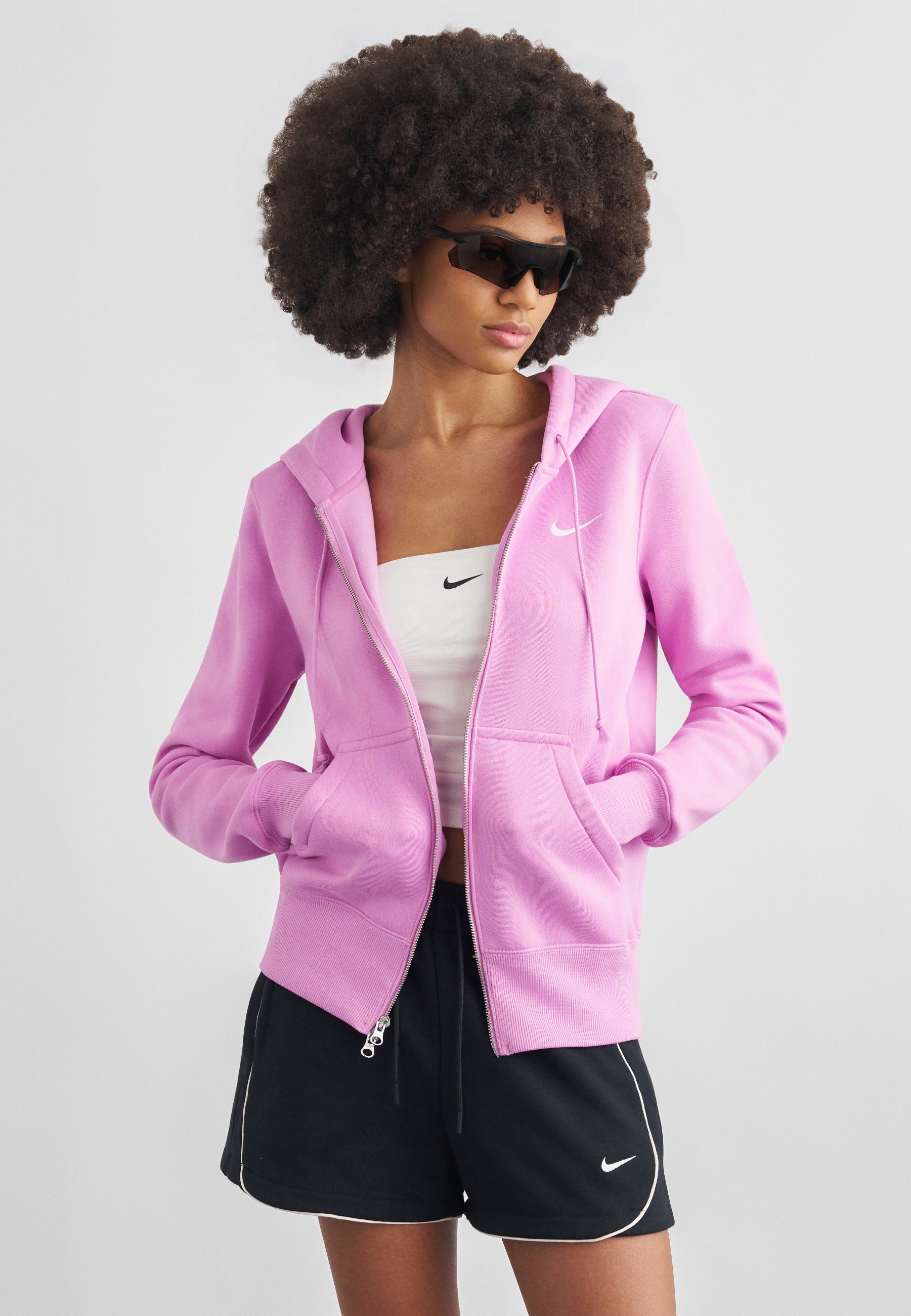 pink nike zip up top
