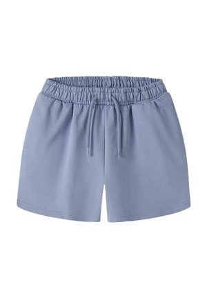 Lichtblauwe katoenen shorts met elastische tailleband en trekkoord, rechte zoom en een casual pasvorm.