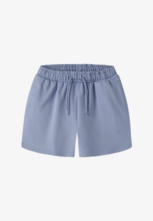 Lichtblauwe katoenen shorts met elastische tailleband en trekkoord, rechte zoom en een casual pasvorm.