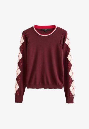 Next, TALL FIT - SOFT TOUCH LONG SLEEVE CREW NECK JUMPER . - Striktrøje - berry red argyle