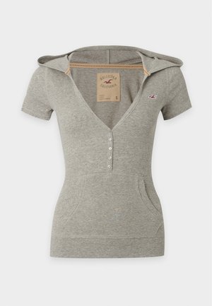 Hollister Co., HENLEY HOOD - T-shirt imprimé - grey