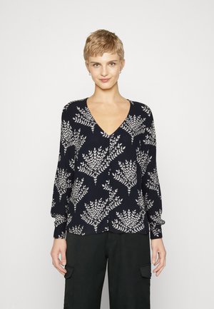 VILA VIANJA V NECK BUTTON - Blouse - navy/white