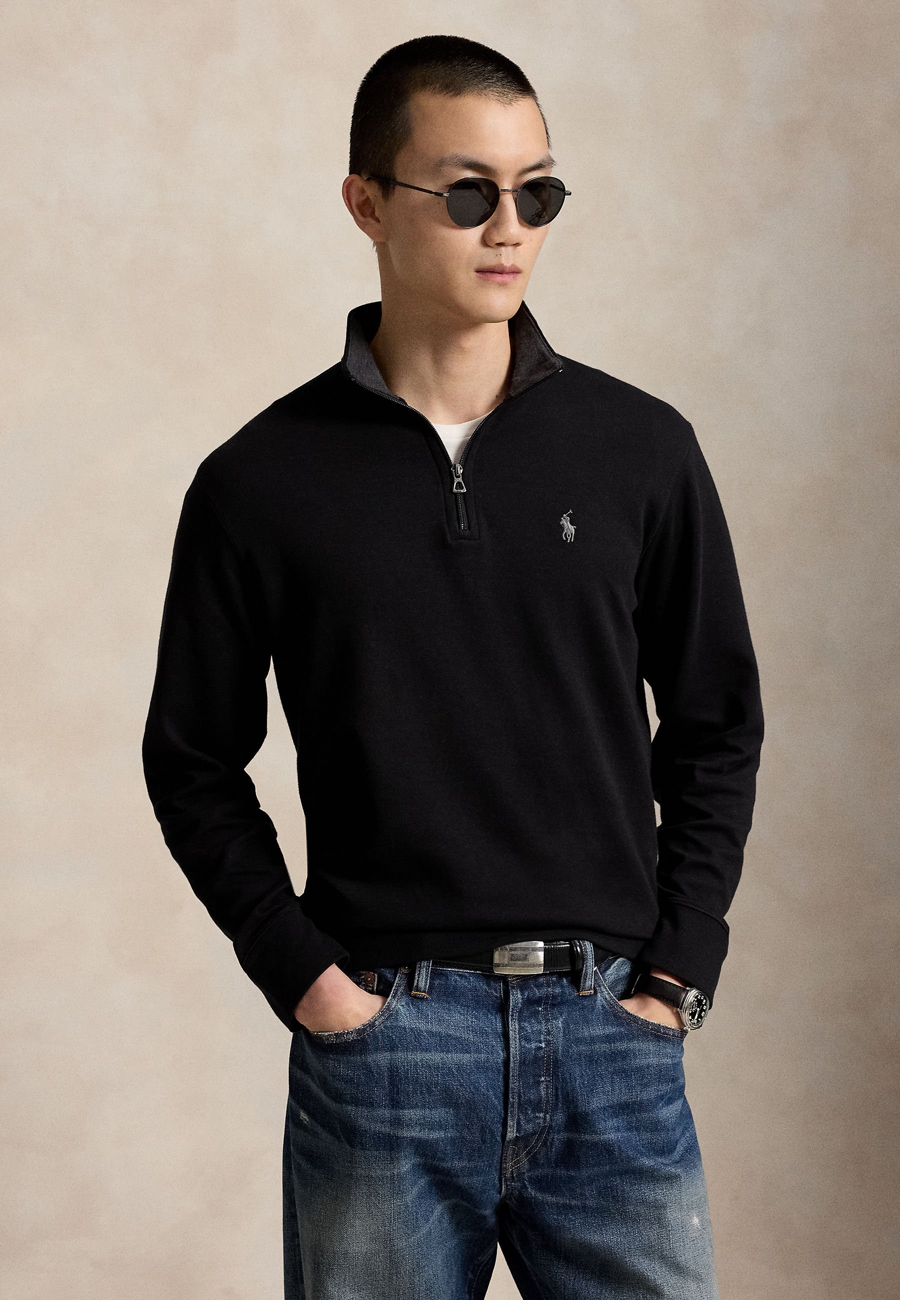 Polo Ralph Lauren LUXURY JERSEY QUARTER-ZIP PULLOVER - Sweatshirt