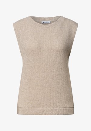 Street One, ROUND-NECK TOP WITH GLITTER - Striktrøje - clay sand