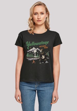 US NATIONAL PARKS YELLOWSTONE BEAR PLAYING BANJO - Print T-shirt - schwarz
